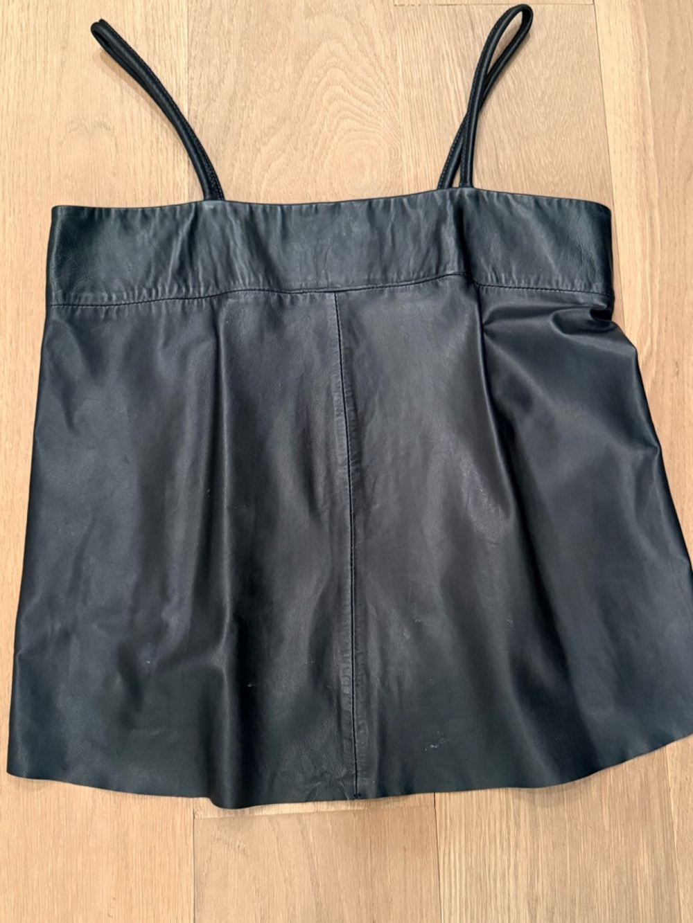 Zadig & Voltaire Black Leather Spaghetti Strap Leather Tank Top